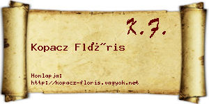 Kopacz Flóris névjegykártya